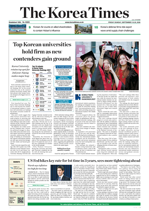 Prima pagina The Korea Times di oggi - Quotidiano estero