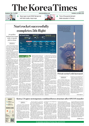 Prima pagina The Korea Times di oggi - Quotidiano estero