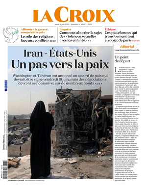 Une de La Croix du jour - Journal national