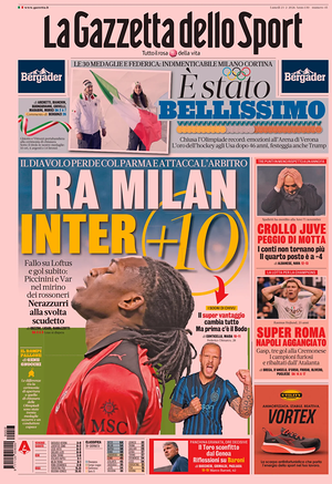 Prima pagina La Gazzetta dello Sport di oggi - Quotidiano sport