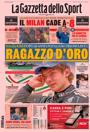 Prima pagina La Gazzetta dello Sport di oggi - Quotidiano sport