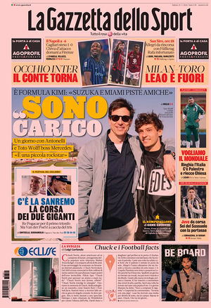 Prima pagina La Gazzetta dello Sport di oggi - Quotidiano sport