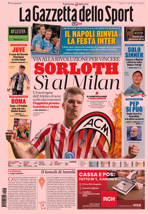 Prima pagina La Gazzetta dello Sport di oggi - Quotidiano sport