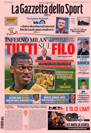 Prima pagina La Gazzetta dello Sport di oggi - Quotidiano sport