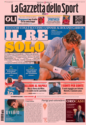 Prima pagina La Gazzetta dello Sport di oggi - Quotidiano sport