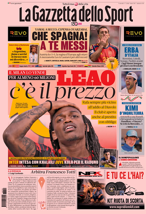 Prima pagina La Gazzetta dello Sport di oggi - Quotidiano sport
