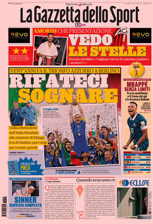 Prima pagina La Gazzetta dello Sport di oggi - Quotidiano sport
