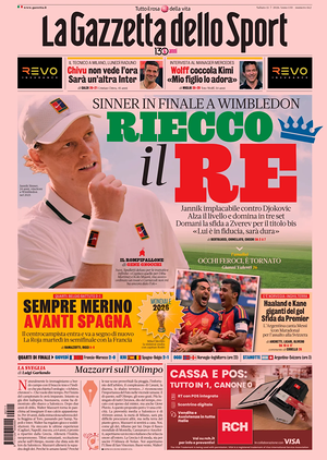 Prima pagina La Gazzetta dello Sport di oggi - Quotidiano sport