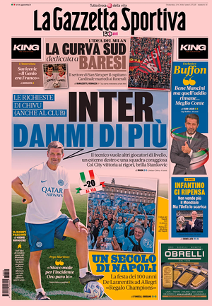 Prima pagina La Gazzetta dello Sport di oggi - Quotidiano sport