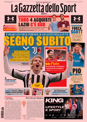 Prima pagina La Gazzetta dello Sport di oggi - Quotidiano sport