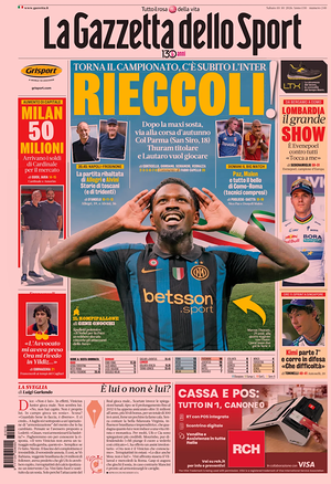 Prima pagina La Gazzetta dello Sport di oggi - Quotidiano sport