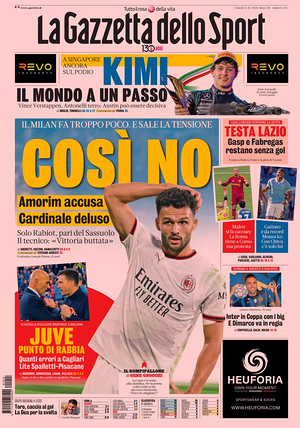 Prima pagina La Gazzetta dello Sport di oggi - Quotidiano sport