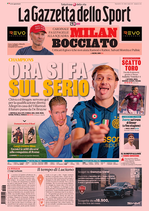 Prima pagina La Gazzetta dello Sport di oggi - Quotidiano sport