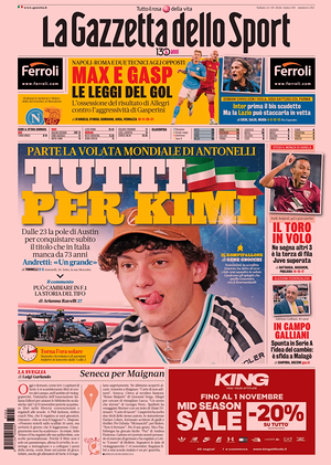Prima pagina La Gazzetta dello Sport di oggi - Quotidiano sport