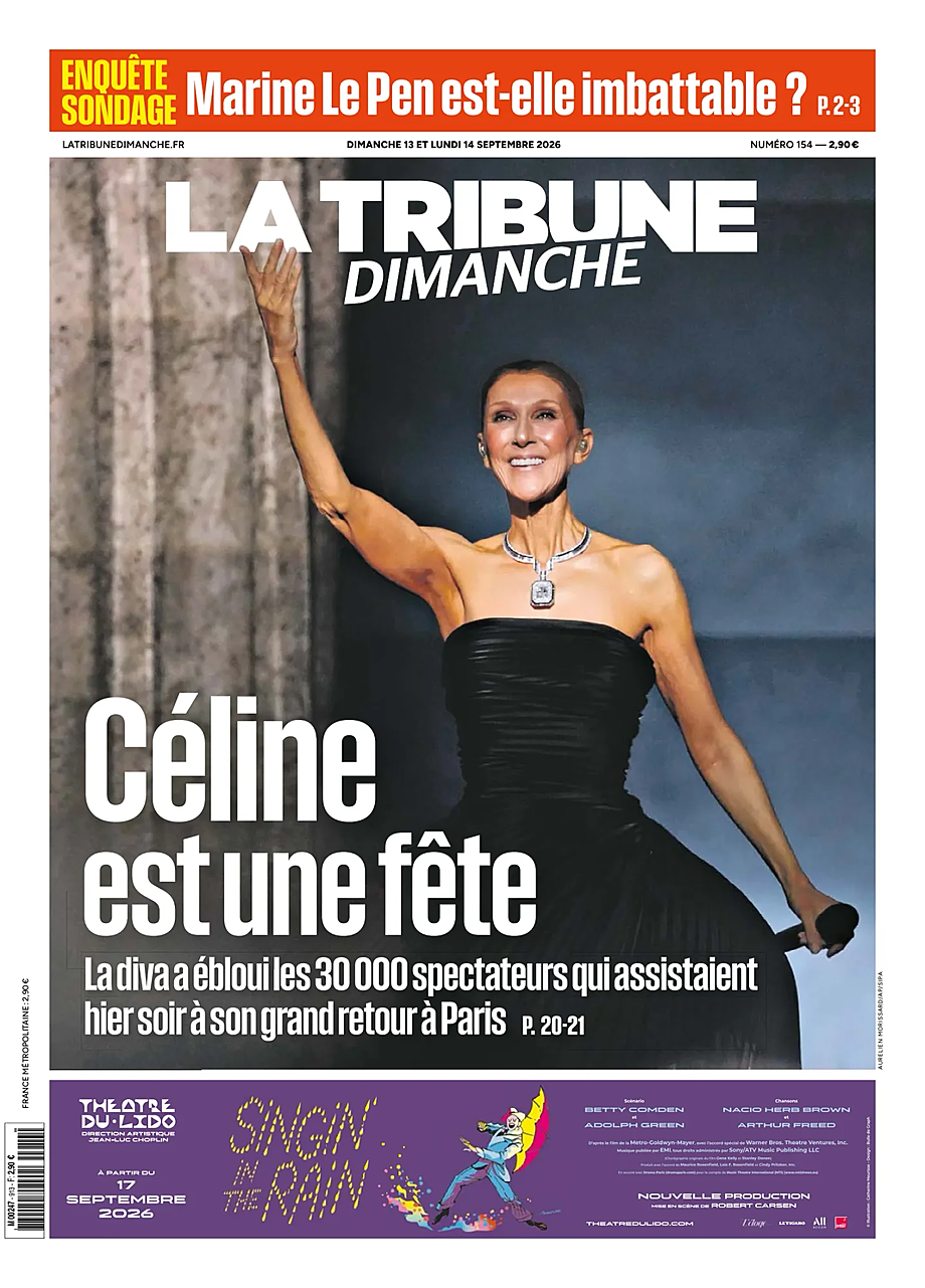 Une de La Tribune Dimanche du jour - Presse 13 septembre 2026