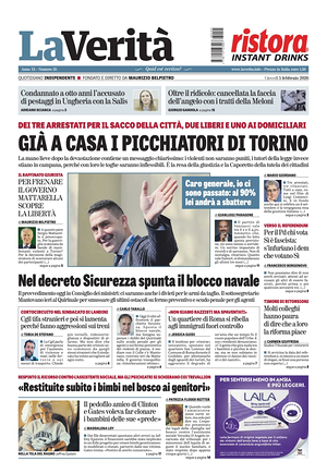 Prima pagina La VeritÃ  di oggi - Quotidiano nazionale