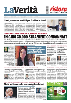 Prima pagina La VeritÃ  di oggi - Quotidiano nazionale
