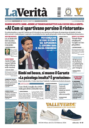 Prima pagina La VeritÃ  di oggi - Quotidiano nazionale