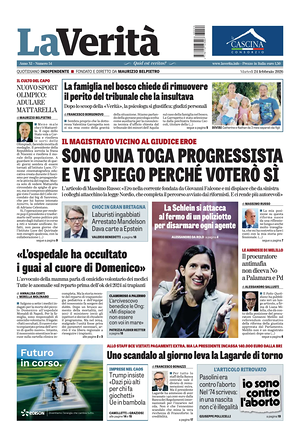 Prima pagina La VeritÃ  di oggi - Quotidiano nazionale