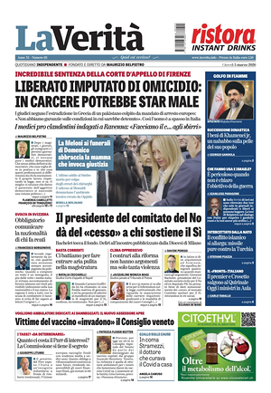 Prima pagina La VeritÃ  di oggi - Quotidiano nazionale