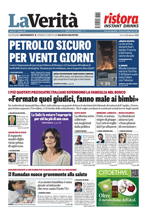 Prima pagina La VeritÃ  di oggi - Quotidiano nazionale