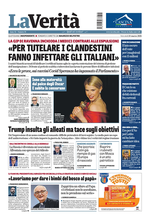 Prima pagina La VeritÃ  di oggi - Quotidiano nazionale