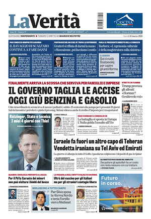 Prima pagina La VeritÃ  di oggi - Quotidiano nazionale
