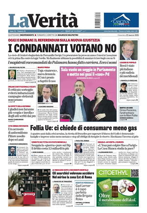 Prima pagina La VeritÃ  di oggi - Quotidiano nazionale
