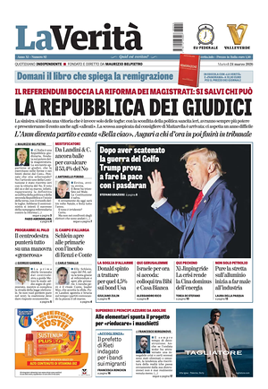 Prima pagina La VeritÃ  di oggi - Quotidiano nazionale