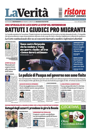 Prima pagina La VeritÃ  di oggi - Quotidiano nazionale