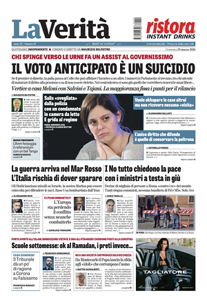 Prima pagina La VeritÃ  di oggi - Quotidiano nazionale