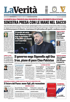 Prima pagina La VeritÃ  di oggi - Quotidiano nazionale