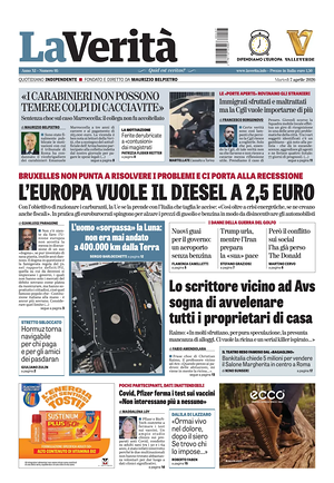 Prima pagina La VeritÃ  di oggi - Quotidiano nazionale
