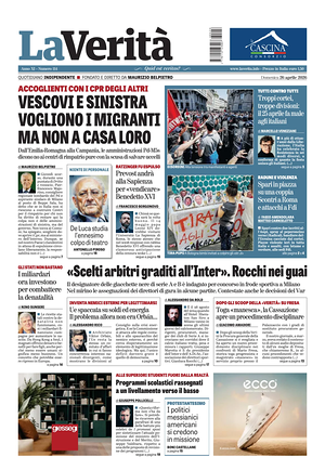 Prima pagina La VeritÃ  di oggi - Quotidiano nazionale
