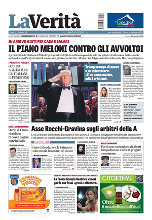 Prima pagina La VeritÃ  di oggi - Quotidiano nazionale
