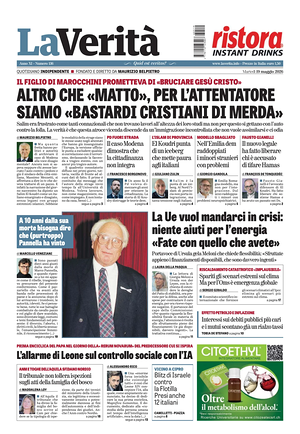 Prima pagina La Verità di oggi - Quotidiano nazionale