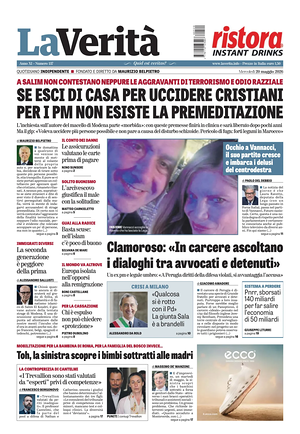 Prima pagina La Verità di oggi - Quotidiano nazionale