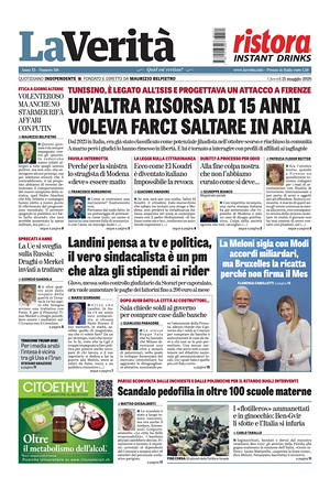 Prima pagina La Verità di oggi - Quotidiano nazionale