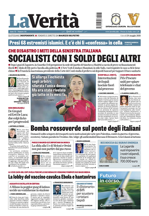 Prima pagina La Verità di oggi - Quotidiano nazionale