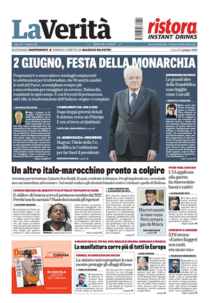 Prima pagina La Verità di oggi - Quotidiano nazionale