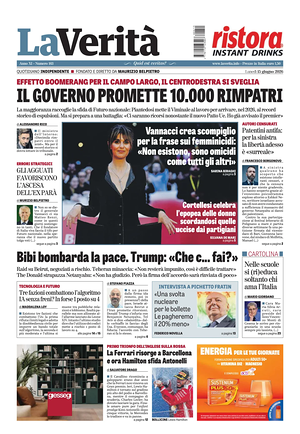 Prima pagina La Verità di oggi - Quotidiano nazionale