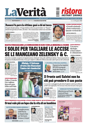 Prima pagina La Verità di oggi - Quotidiano nazionale