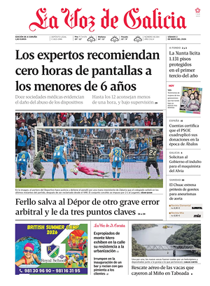 Portada La Voz de Galicia de hoy - Periódico regional