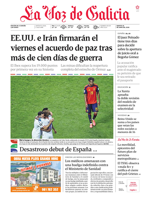 Prima pagina La Voz de Galicia di oggi - Quotidiano regional