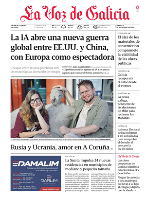 Prima pagina La Voz de Galicia di oggi - Quotidiano regional
