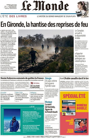 Une de Le Monde du jour - Journal national