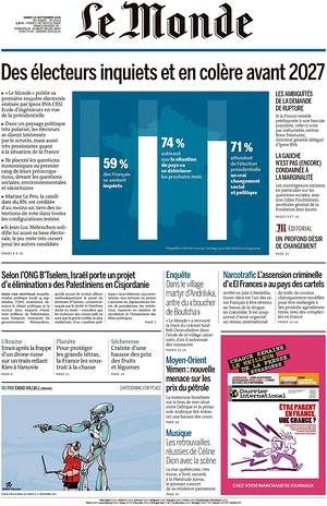Une de Le Monde du jour - Journal national