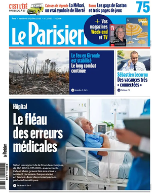 Une de Le Parisien du jour - Journal national