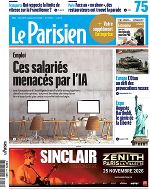 Une de Le Parisien du jour - Journal national