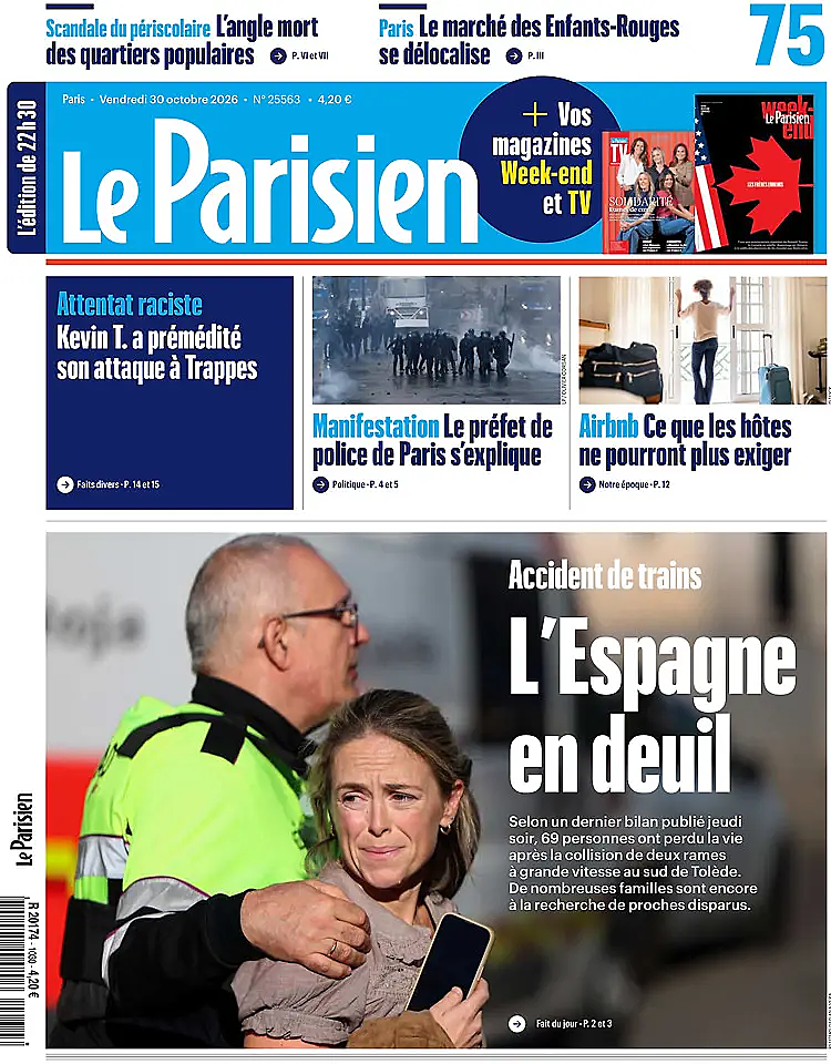 Une de Le Parisien du jour - Presse 30 octobre 2026